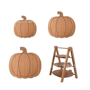 Three Tier Solid Wood Pumpkin Shelf Folding Dessert Display Rack Halloween Table <b>Decoration</b> - Product Image 5