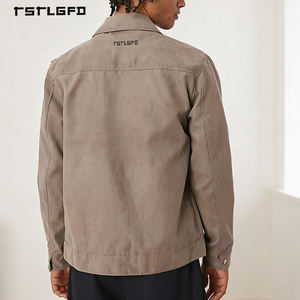 Chaqueta Utilitaria Personalizada para Hombre, Color Beige, Algodón Twill, Corte Regular, Cierre de Cremallera, Estilo Urbano, Chaquetas al por Mayor - Product Image 3