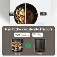 Composteur de déchets alimentaires électrique domestique en acier inoxydable de 2,5 litres, réduction du bruit de 37 dB, sans odeur, recyclage des aliments en 4 à 6 heures