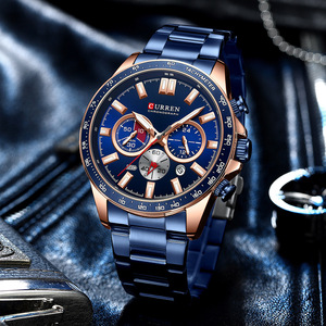 Montres-bracelets pour hommes CURREN 8418 de luxe, montres-bracelets pour hommes en acier inoxydable personnalisées avec bracelet en cuir pour homme - Product Image 3