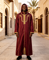 CCY Vente en gros Maroc Islamique Boubou Saoudien Hommes Musulmans Jubba Kaftan Brodé Afrique Qamis Hoodie Brillant Thobe pour Hommes