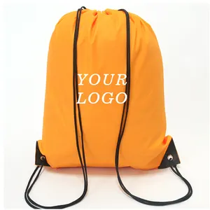 Promotional Plain Draw String Polyester Waterproof Sports Drawstring Bag with custom printed