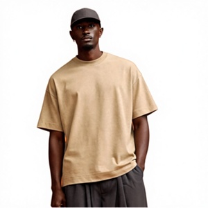 Summer New Arrival Heavyweight 300gsm Knitted Blank Solid Color Short-Sleeved Men's T-Shirt Custom Oversized 100% Cotton Logo - Product Image 3