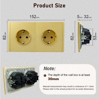 Prise murale double 16A de haute qualité, finition mate, style européen (France, Allemagne), durable, multi-prises, design moderne