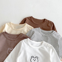 Vêtements pour bébés printemps-automne 0-5 ans, haut pour bébé, t-shirt en coton à manches longues, doux, respirant, lavable, vêtements mignons pour bébés
