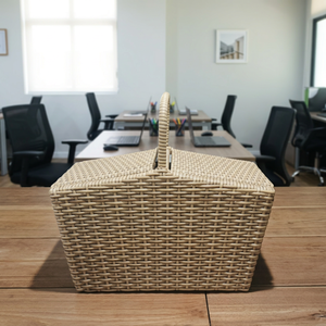 Cesta de Almacenamiento de Ratán Rectangular con Asa, Estilo Rústico, Hecha a Mano, Ecológica, Multiusos, Organizador para Sala de Estar - Product Image 6
