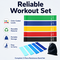 JInkeSilicone Lot de bandes de résistance en silicone à boucles, 5 niveaux, pour entraînement des fessiers, des hanches et des jambes, fitness, exercice, gym à domicile, yoga, étirement élastique