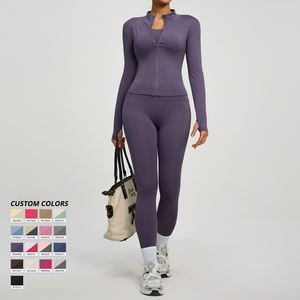 Ensemble <span class=keywords><strong>de</strong></span> yoga deux pièces personnalisable hautement élastique, ensemble <span class=keywords><strong>de</strong></span> <span class=keywords><strong>tenue</strong></span> <span class=keywords><strong>de</strong></span> course, ensemble <span class=keywords><strong>de</strong></span> yoga à revers, veste, vêtements <span class=keywords><strong>de</strong></span> <span class=keywords><strong>sport</strong></span> respirants - Product Image 1