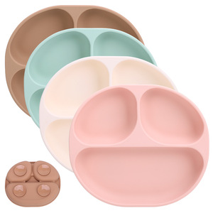 <span class=keywords><strong>Assiette</strong></span> à dîner pour enfants <span class=keywords><strong>assiette</strong></span> divisée en Silicone pour bébé ventouses fixes plats d'alimentation résistants aux chutes supplémentaires - Product Image 1