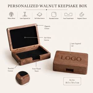 Wooden Decorative <b>Storage</b> Keepsake Boxes Walnut Handmade Walnut Wooden Box Keepsakes Photos Jewelry <b>Ring</b> Wedding Gift Box - Product Image 3
