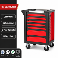 Armoire à outils en métal à 7 tiroirs avec kit d'outils, chariot d'atelier verrouillable OEM, chariot de rangement en acier pour garage, grande capacité, avec kits