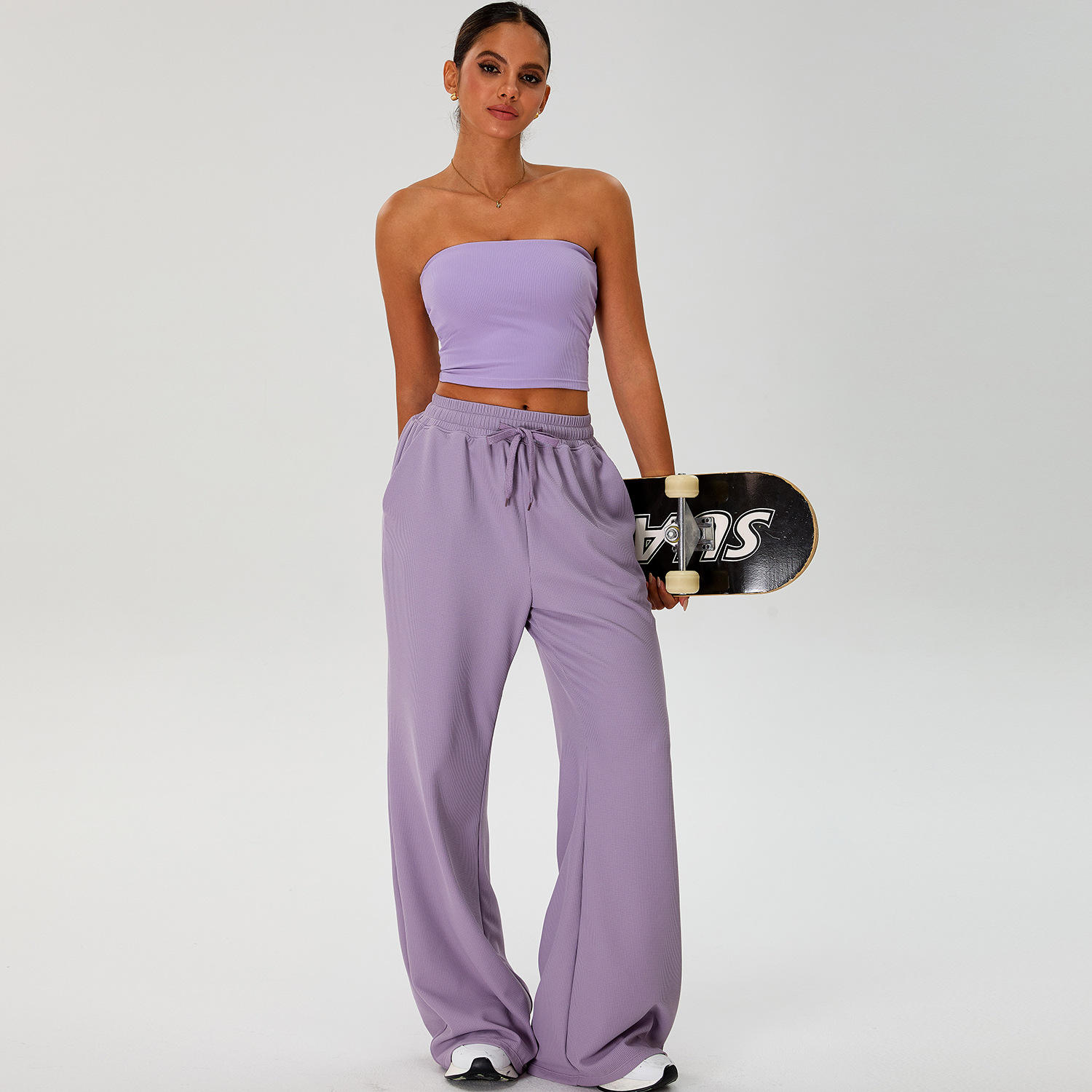 tube top+pants purple