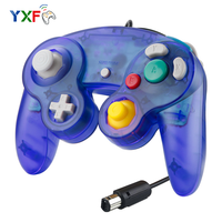 Manette de jeu filaire transparente avec moteur de vibration et point unique pour GameCube NGC Joystick