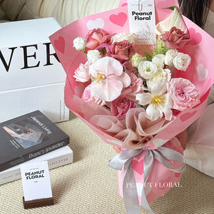 Papel de regalo de ramo impermeable recubierto de PE sintético floristería de amor colorido del Día de San Valentín - Product Image 2