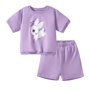 2025 New Style Cute Cotton T-Shirt <strong>and</strong> Kid's Two-Piece Set for Summer Casual Girls' <strong>Clothing</strong> for Children - Product Image 1