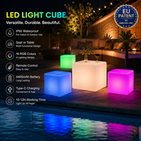 COOLQING Ensemble Table et Chaises LED Durables, 16 Couleurs Changeantes, Meubles Lumineux, Table et Chaises Cube LED pour Événements