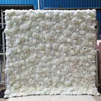 Nouveau mur d'herbe verte de toile de fond de mariage lisse de 8 pieds avec rose rouge et mur de plantes artificielles pour les occasions de Noël en vente!