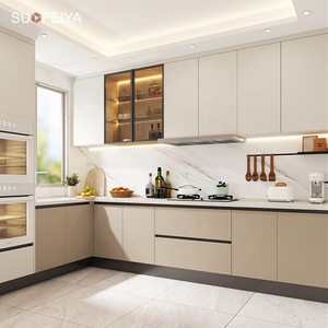 Sofeyia Özel Tasarım Minimalist Küçük Mutfak Ahşap Kaplama Mutfak Dolabı Seti, Lavabo Bataryası ve Menteşe Tasarımıyla Daireler İçin - Product Image 4