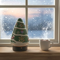 Diffuseur d'huiles essentielles électrique ultrasonique personnalisé OEM ODM pour Noël, humidificateur portable en céramique, diffuseur d'arômes domestique, garantie 1 an