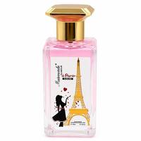 Parfum féminin romantique, luxueux, moderne, style parisien, eau de parfum longue tenue, avec capuchon doré, parfum floral fruité