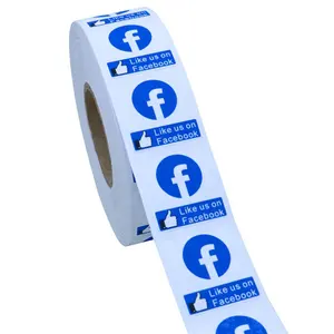 Hybsk Outdoor/Indoor 1 Inch Zoals Ons Op Facebook/Volg Ons Op Twitter Teken Blauw & Witte Sticker 1000 Etiketten Per Rol