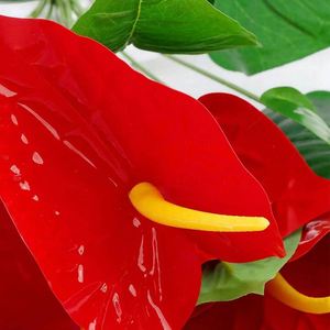 Fleur de palmier rouge, matériau mural végétal, accessoire de décoration de mariage, Poinsettia - Product Image 4