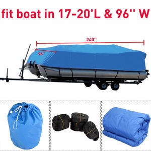 ผ้าคลุมเรือยอชท์/เรือ ผ้าอ็อกซ์ฟอร์ด 600D สีน้ำเงิน รูปทรงสี่เหลี่ยม ขนาด 17-20 ฟุต ป้องกันน้ำและฝุ่น - Product Image 4