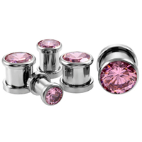 Paire de bouchons d'oreille et de tunnels en acier inoxydable Piercing Expander Piercing Stretchers Plug oreille jauges avec Zircon