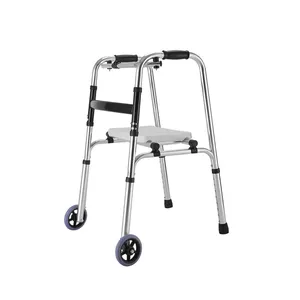 Preços baixos Aço Inoxidável leve adulto walker portátil dobrável ajustavel altura auxiliar de caminhada
