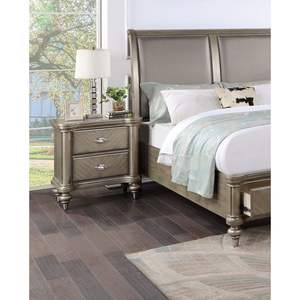 DB Luxury Classic <b>Antique</b> Silver / Champagne Finish 1pc Nightstand Bedroom Furniture with Storage Space <b>Bedside</b> <b>Table</b> - Product Image 1