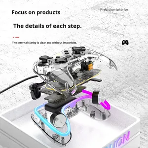 Cho chuyển đổi có dây PC trong suốt trò chơi điều khiển <span class=keywords><strong>RGB</strong></span> mát đèn sáu trục kép rung Đen - Product Image 4