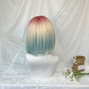 Parrucca Sintetica Corta Liscia Colorata da 35 cm per Cosplay Anime, Ombré, per Feste di Halloween, Stile Lolita - Nuova Collezione all'Ingrosso - Product Image 5