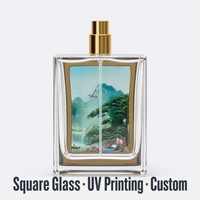 Botol Parfum Kaca Persegi Kosong dengan Cetak UV Karya Seni Kustom Grosir