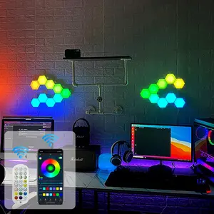 Trò chơi phòng trang trí nội thất thông minh LED Tường gói hình lục giác đèn âm nhạc Sync DIY chơi game RGB nối hình lục giác Bảng điều chỉnh ánh sáng