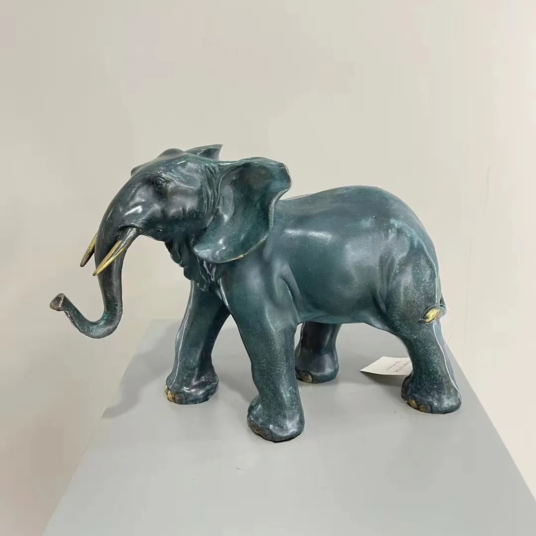Gran oferta, estatua de Animal pequeño para interiores y exteriores, escultura de elefante de bronce