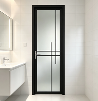Porte de salle de bain en aluminium de qualité commerciale, verre trempé de 8 mm avec ensemble de serrures minimalistes OPK pour commande en gros pour entrepreneurs