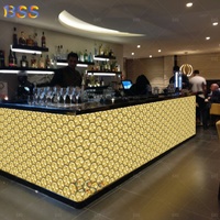 Idées de conception de comptoir de bar de buffet d'hôtel en forme de L, restaurant commercial, salon, comptoir de bar unique, contemporain et moderne