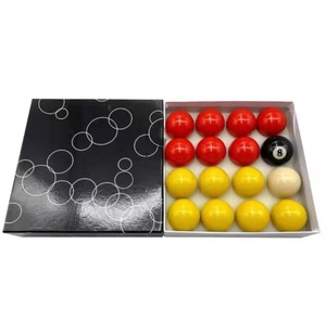 Juego de Bolas de <span class=keywords><strong>Billar</strong></span> de 16 Piezas, Color Rojo y Amarillo, en Caja Negra, Bolas de <span class=keywords><strong>Billar</strong></span> de 57,2 mm para Juegos de Interior - Product Image 1