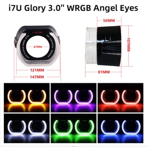 SANVI New Model RGB LED Angel Eyes Projector Lens White Yellow & Colorful Ring Light Shrouds 12V Car Accessories - Product Image 2