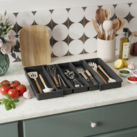 Nouvelle boîte de rangement pliable en plastique multi-usages, amovible et sans installation, pour couteaux et fourchettes, pour tiroir de cuisine, vaisselle moderne