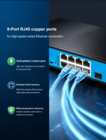 8- Port RJ45 Web Management 2 SFP Enterprise Switch, RSTP Ring Network, Casing Baja, Catu Daya Terintegrasi 4K VLAN