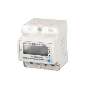 Compteur d'énergie intelligent monophasé avec écran LCD WIFI et minuterie Compteur KWH d'alimentation CC Installation facile sur rail DIN