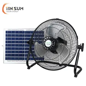 7.4v 12v dc solar rechargeable electric powered fan with solar panel for home