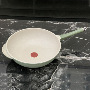 Green Alloy Non-Stick Wok 32cm Maifan Stone Flat Bottom With Lid Multifunctional Cooking Pan - Product Image 2