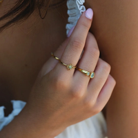 Bijoux vintage personnalisés en acier inoxydable plaqué or 18 carats PVD, résistant à l'eau, filigrane, pierre verte, bague florale pour femmes