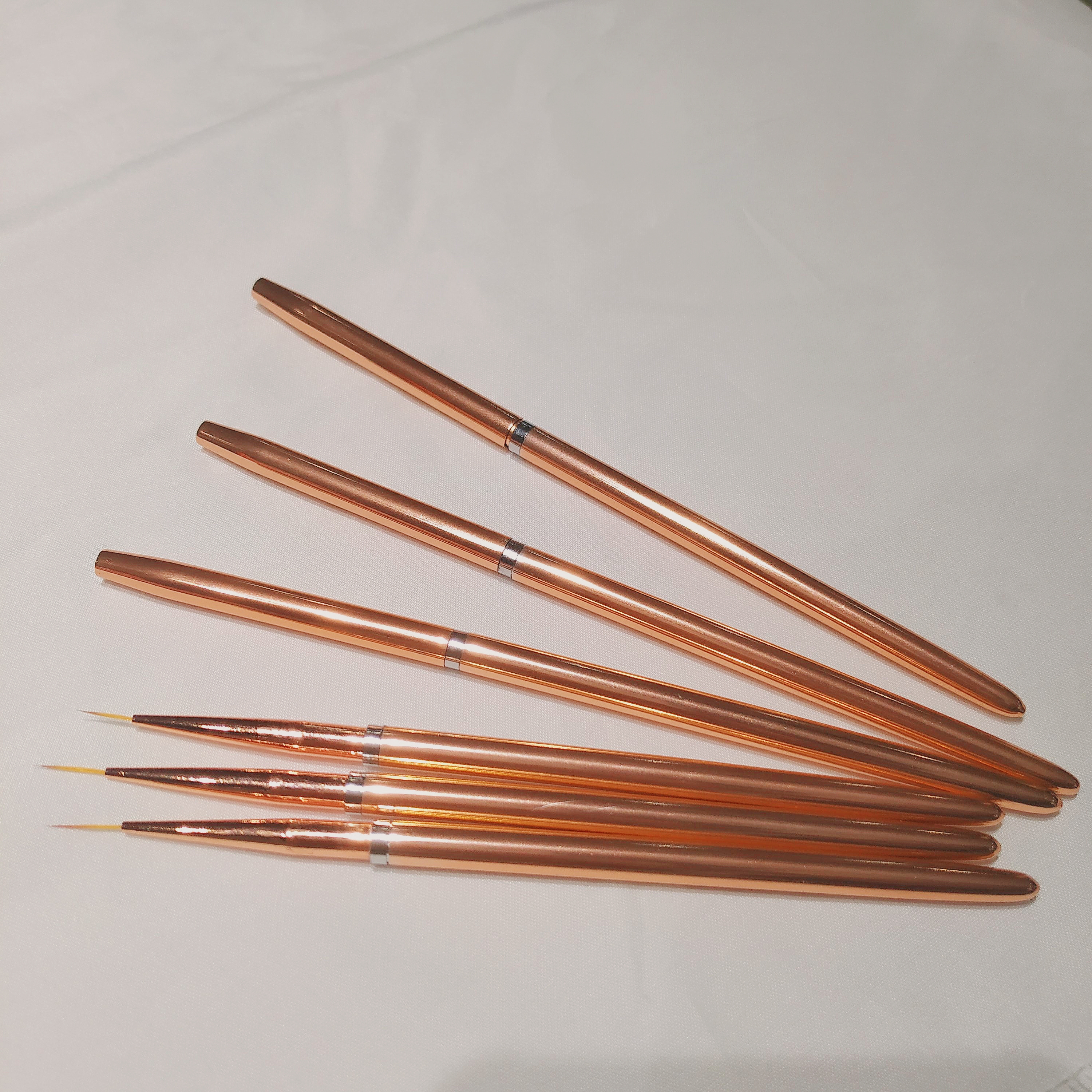 Возможно сотрудничество по системе OEM оптовая продажа Профессиональный 3 шт Розовое золото психического ручка нейлоновые волокна закаточной ткани набор кистей для нейл-арта набор кистей