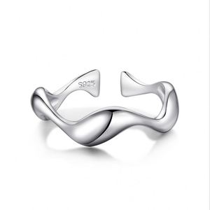 Dylam Personalized Women S925 Silver Rhodium Plated Daily Wear Jewelry Polish Irregular <b>Open</b> Adjustable <b>Rings</b> for Women - Product Image 1