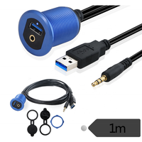 Nuevo Cable de Audio USB 3.0 con Montaje en Panel USB3.0 DC3.5mm y Cable de Extensión USB-A DC 3.5mm con LED Integrado para Coche y Motocicleta 2025
