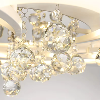 Lustre moderne en cristal blanc, forme de fleur, anneau artistique, avec télécommande, éclairage LED