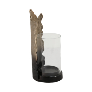 Portacandele a colonna astratto moderno in metallo e vetro, a forma di uragano, per decorazioni domestiche, centrotavola, in alluminio - Product Image 3